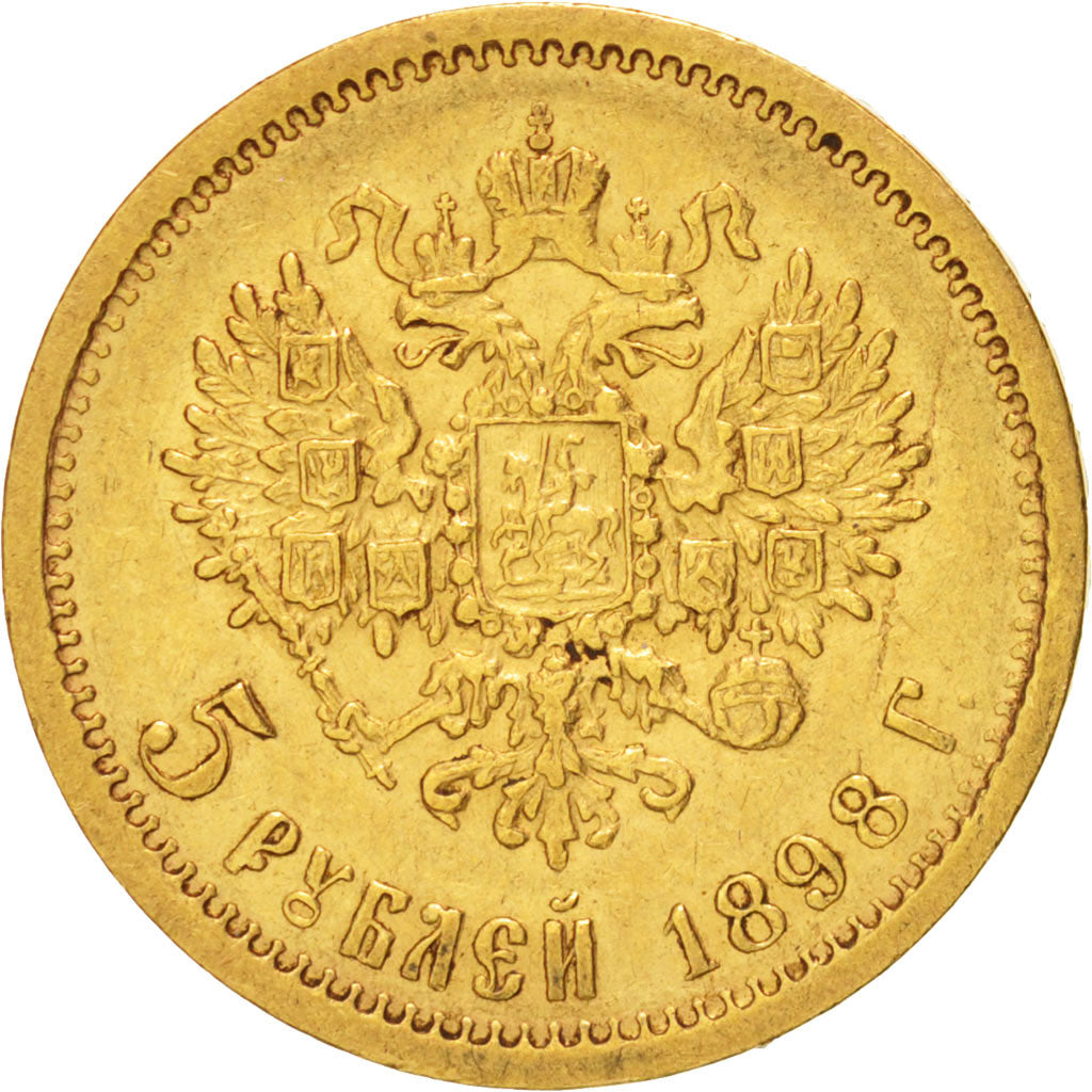 Russie, Nicholas II, 5 Roubles, 1898, St. Petersburg, TTB, Or, KM:62