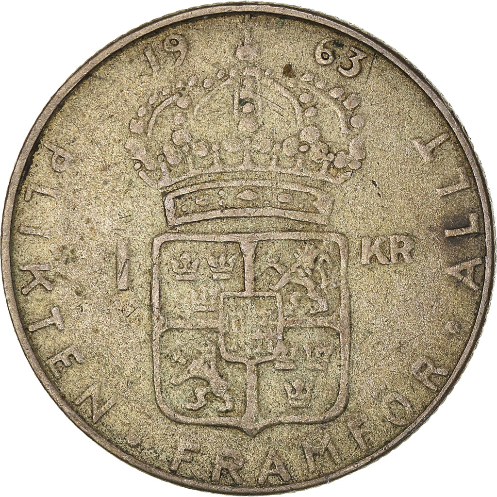 Moeda, Suécia, Gustaf VI, Krona, 1963, AU(50-53), Prata, KM:826
