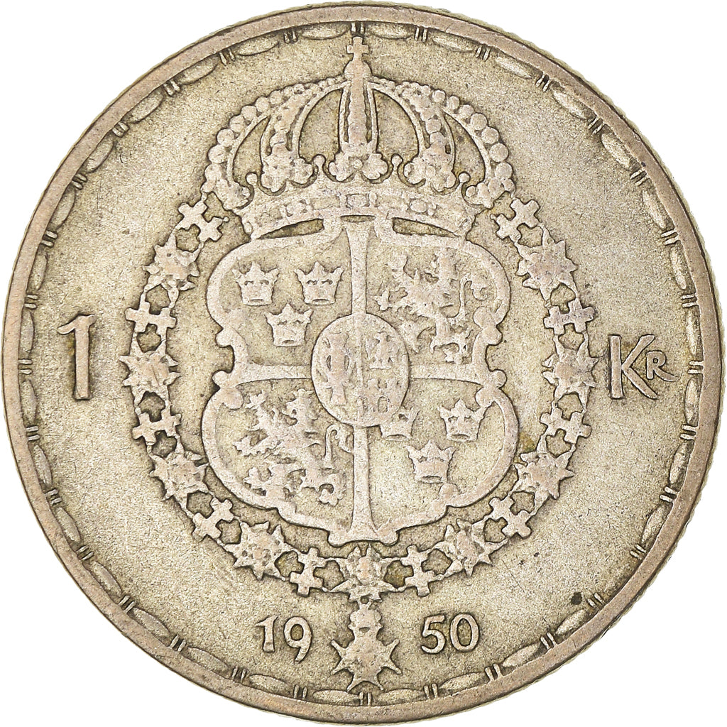 Coin, Sweden, Gustaf V, Krona, 1950, EF(40-45), Silver, KM:814