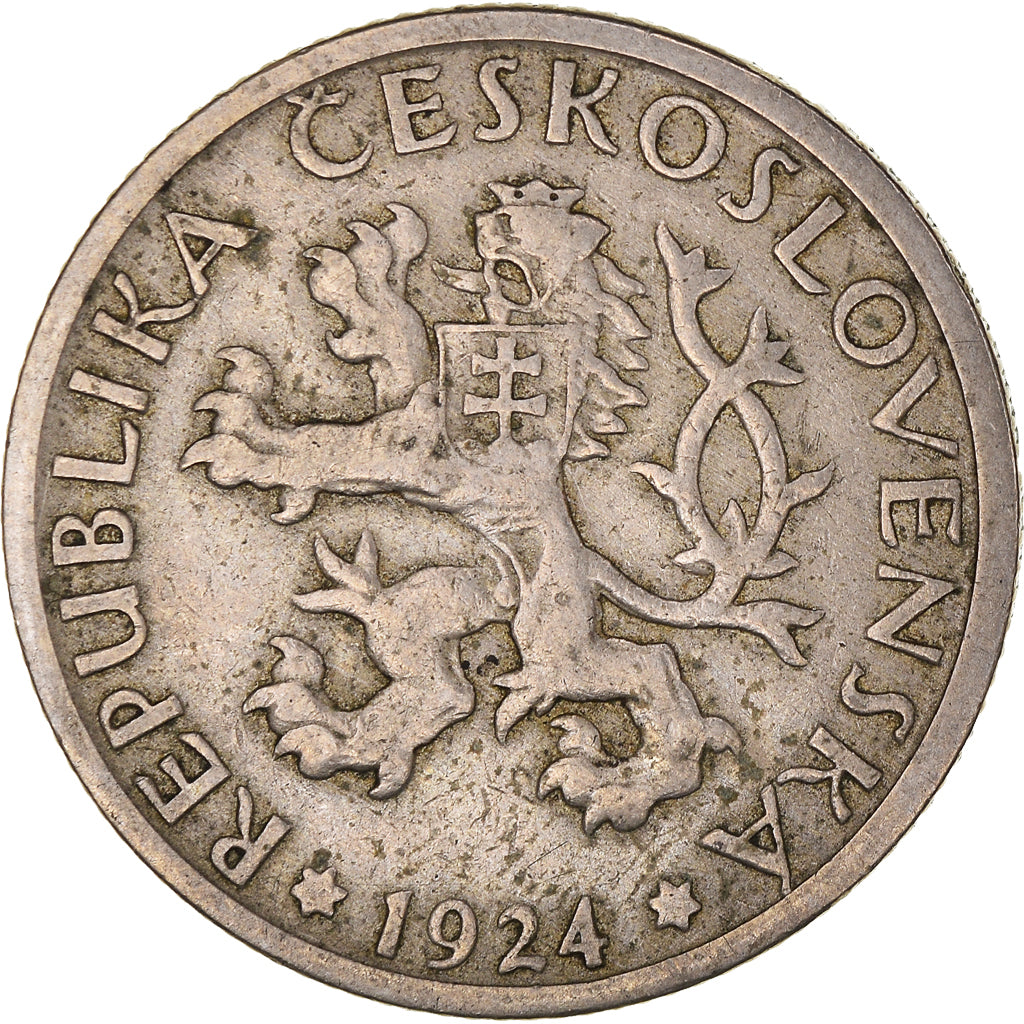 Coin, Czechoslovakia, Koruna, 1924, EF(40-45), Copper-nickel, KM:4