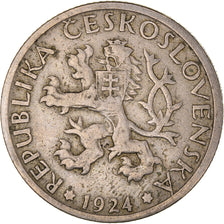 Coin, Czechoslovakia, Koruna, 1924, EF(40-45), Copper-nickel, KM:4