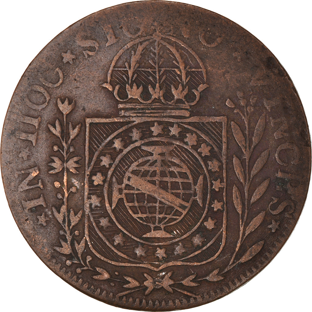 Coin, Brazil, Pedro I, 40 Reis, 1828, Cuiaba, EF(40-45), Copper, KM:364.1