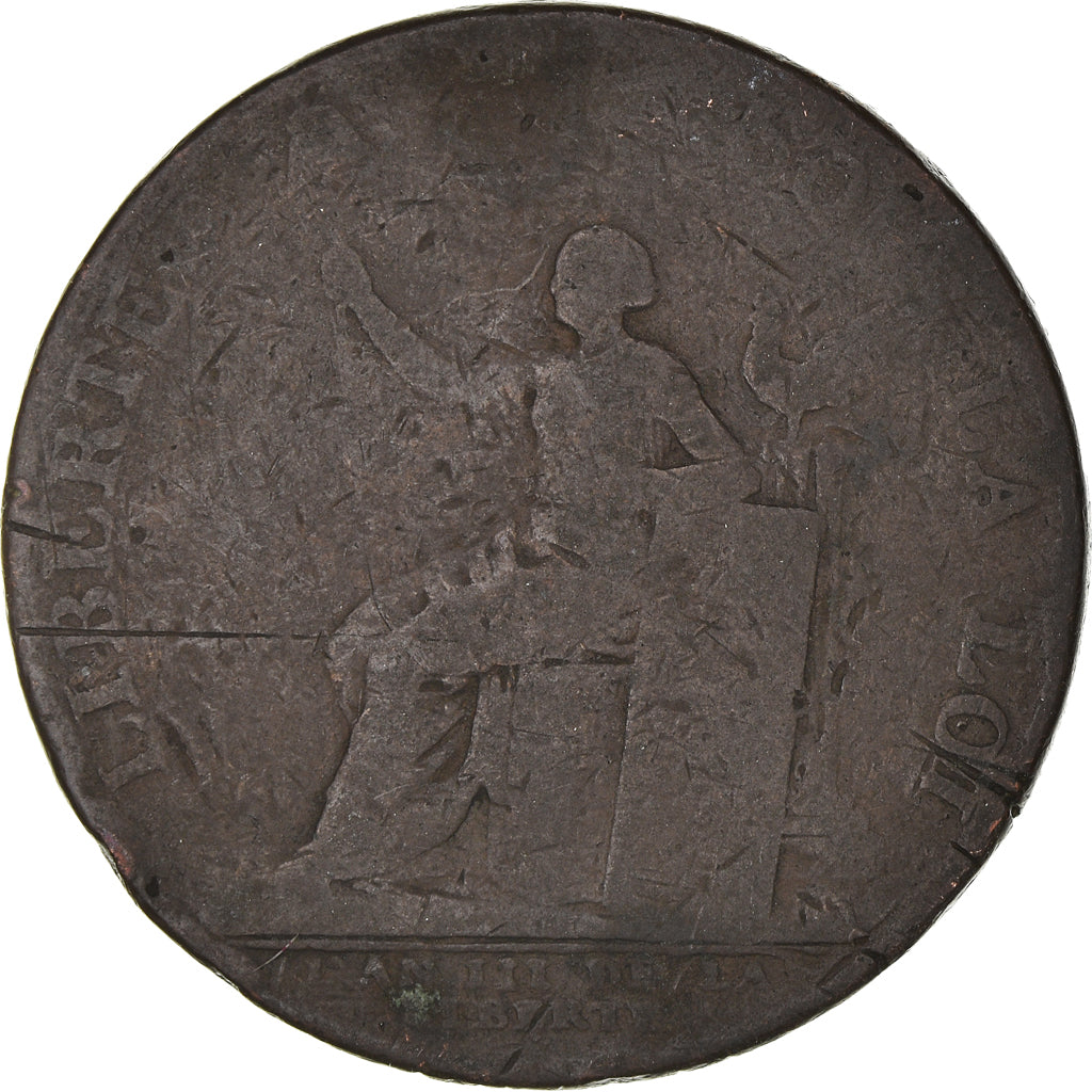Coin, France, 2 Sols, 1791, VF(20-25), Bronze, KM:Tn23, Brandon:217