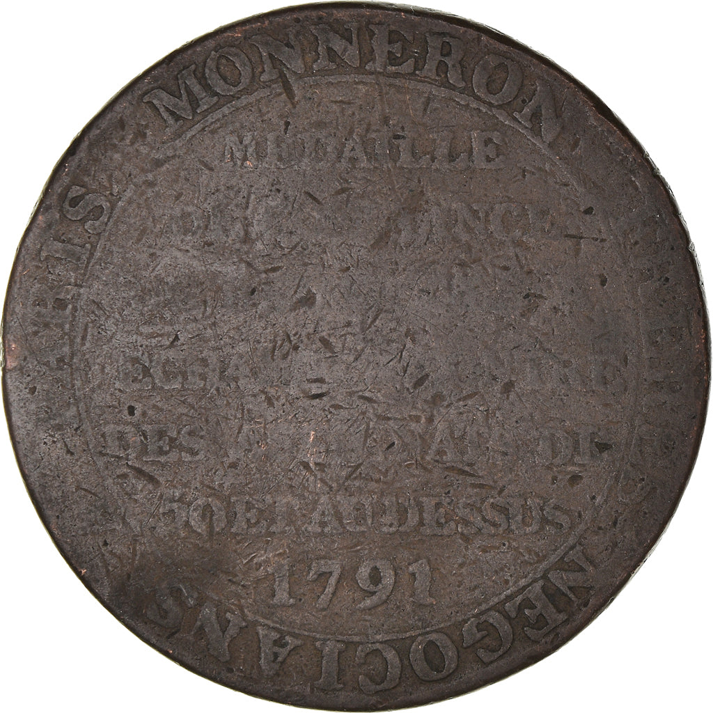 Coin, France, 2 Sols, 1791, VF(20-25), Bronze, KM:Tn23, Brandon:217