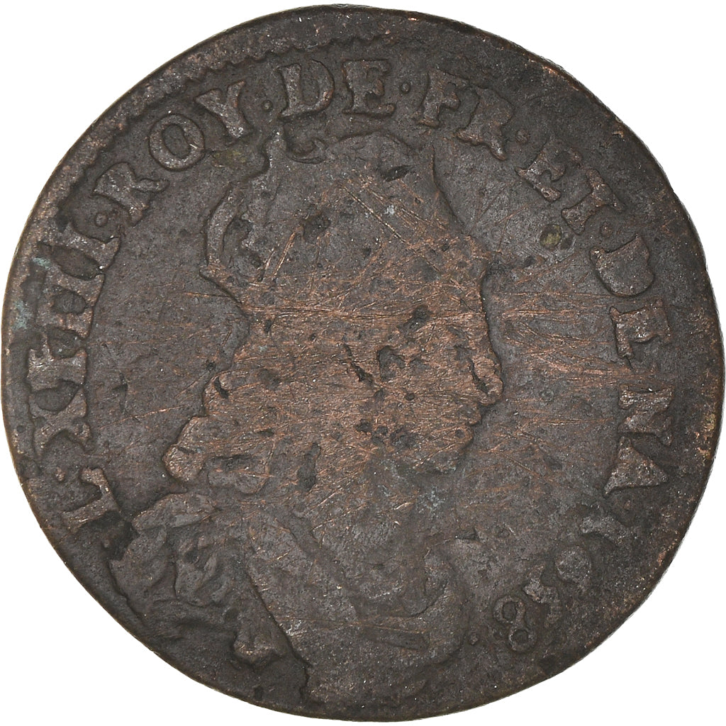 Coin, France, Louis XIV, Liard de France au buste juvénile, deuxième type