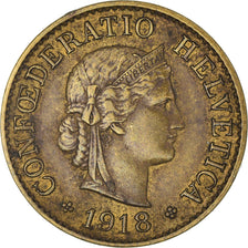 Coin, Switzerland, 5 Rappen, 1918, Bern, EF(40-45), Brass, KM:26a