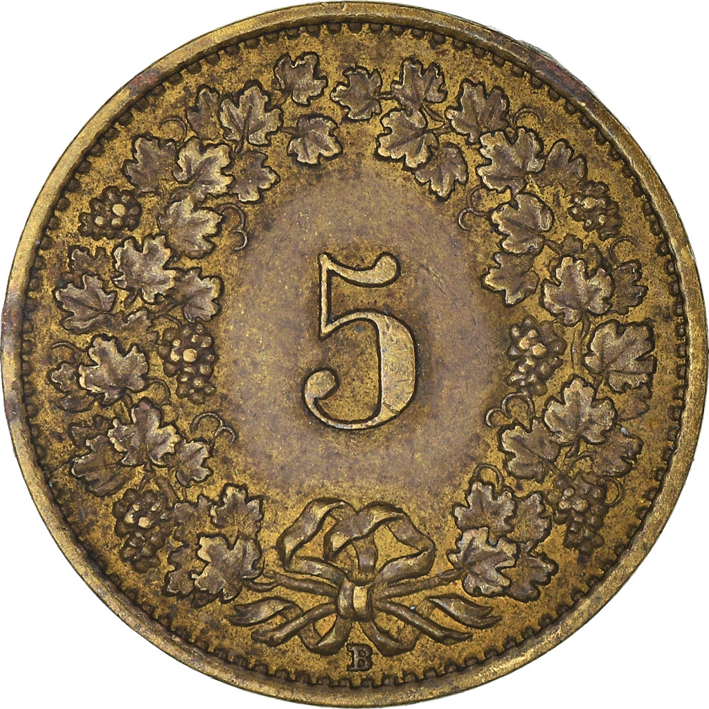 Coin, Switzerland, 5 Rappen, 1918, Bern, EF(40-45), Brass, KM:26a