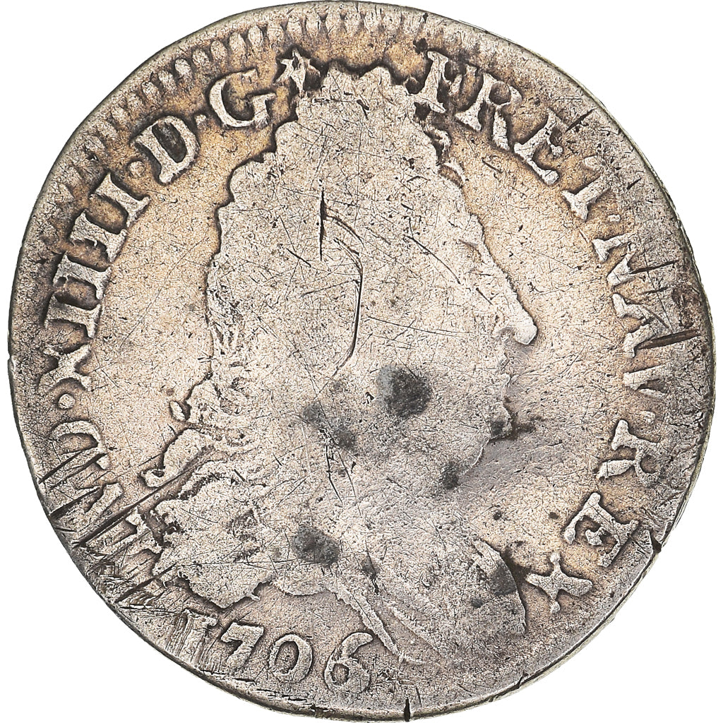 Moneta, Francia, Louis XIV, 10 Sols aux insignes, 10 Sols-1/8 Ecu, 1706, Rennes