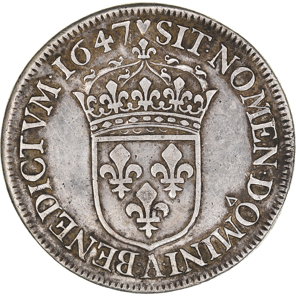 Monnaie, France, Louis XIV, 1/2 Écu à la mèche longue, 1/2 Ecu, 1647, Paris