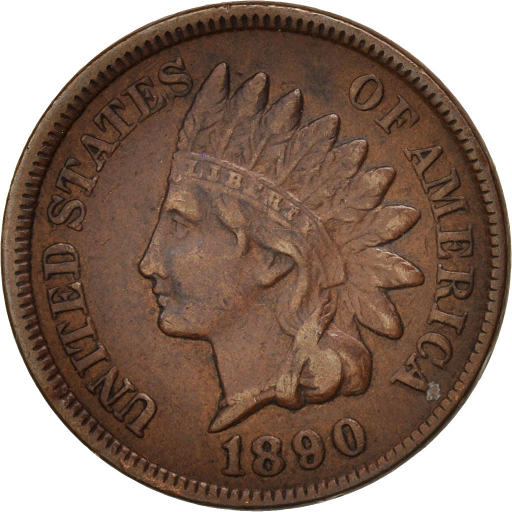 United States, Indian Head Cent, 1890, Philadelphia, EF, KM:90a