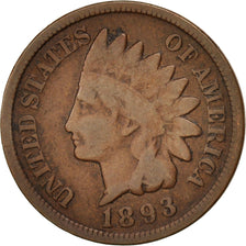 United States, Indian Head Cent, 1893, Philadelphia, VF, KM:90a