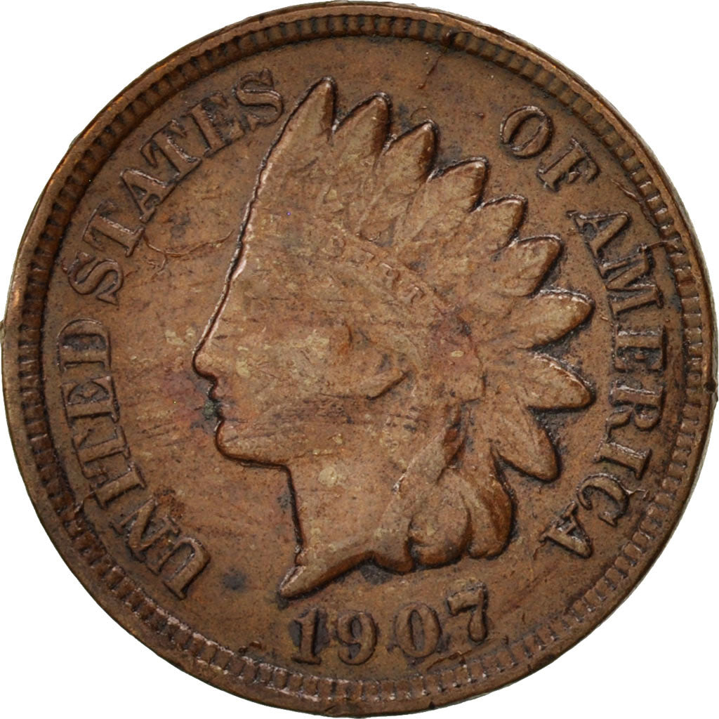 United States, Indian Head Cent, 1907, Philadelphia, VF, KM:90a
