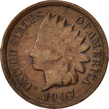 United States, Indian Head Cent, 1907, Philadelphia, VF, KM:90a