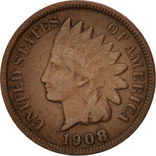 United States, Indian Head Cent, 1908, Philadelphia, VF, KM:90a