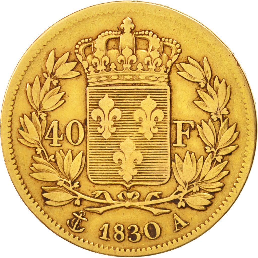 France, Charles X, 40 Francs, 1830, Paris, VF(30-35), Gold, KM:721.1