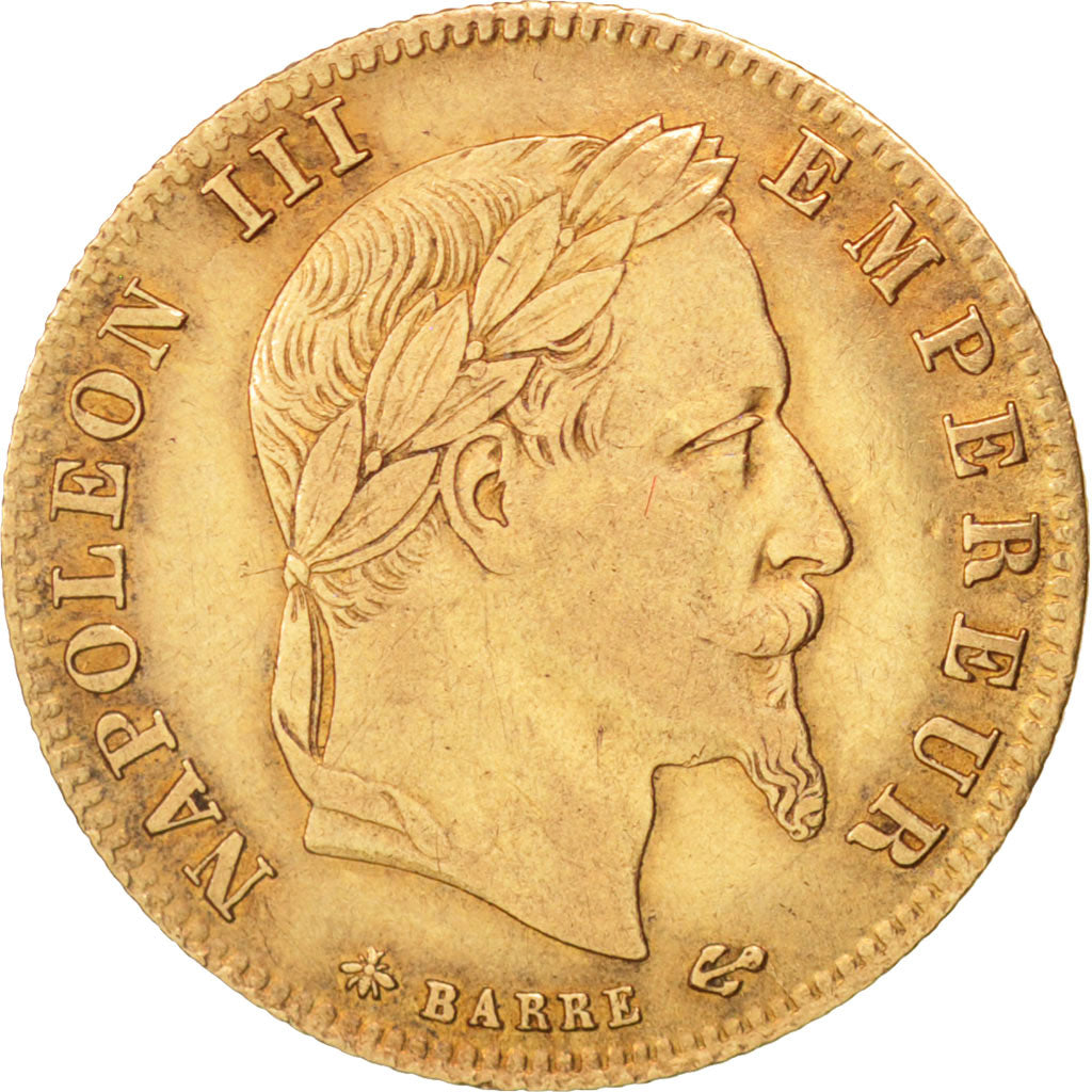 France, Napoleon III, 5 Francs, 1866, Paris, AU(50-53), Gold, KM:803.1