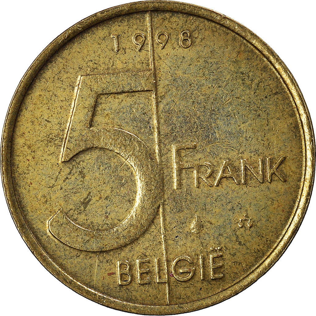 Coin, Belgium, 5 Francs, 5 Frank, 1998