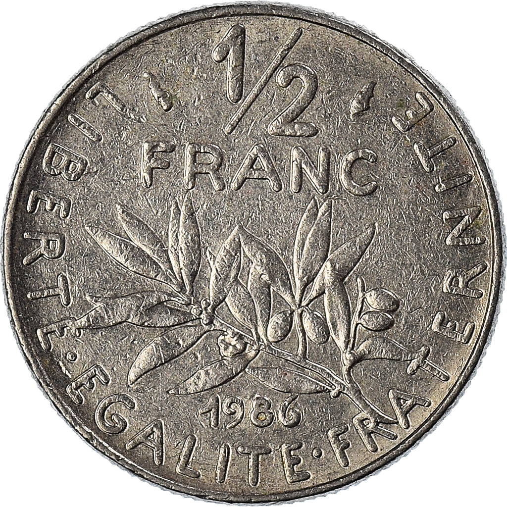 Moeda, França, 1/2 Franc, 1986