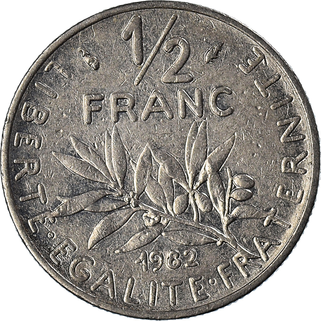 Moneta, Francja, 1/2 Franc, 1982