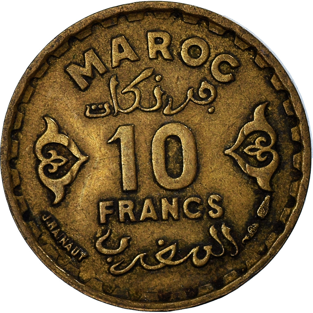 Moneta, Maroko, 10 Francs, 1371