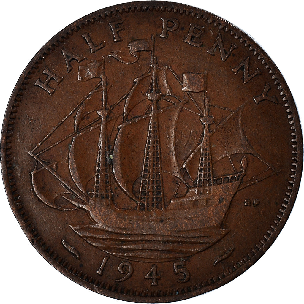 Moeda, Grã-Bretanha, 1/2 Penny, 1945