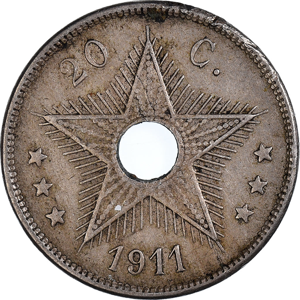 Coin, Belgian Congo, 20 Centimes, 1911