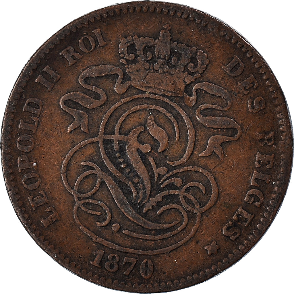Moneta, Belgia, 2 Centimes, 1870