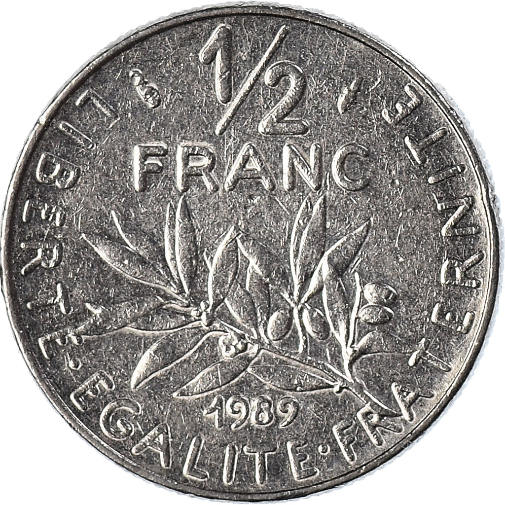 Moneta, Francja, 1/2 Franc, 1989
