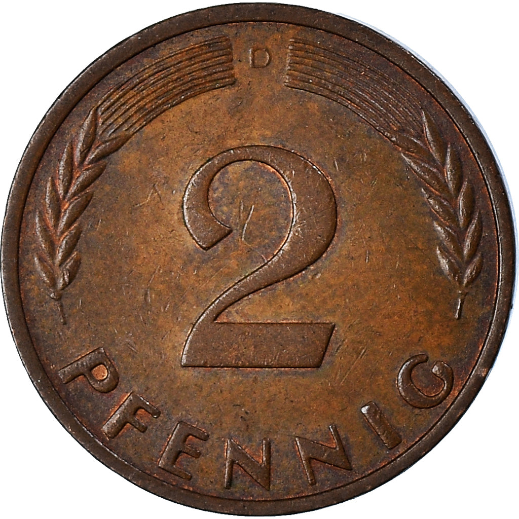Moeda, ALEMANHA - REPÚBLICA FEDERAL, 2 Pfennig, 1965