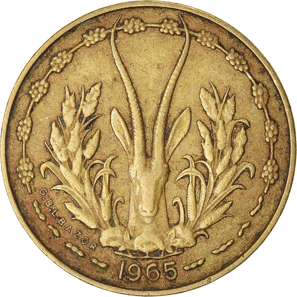 Münze, West African States, 5 Francs, 1965