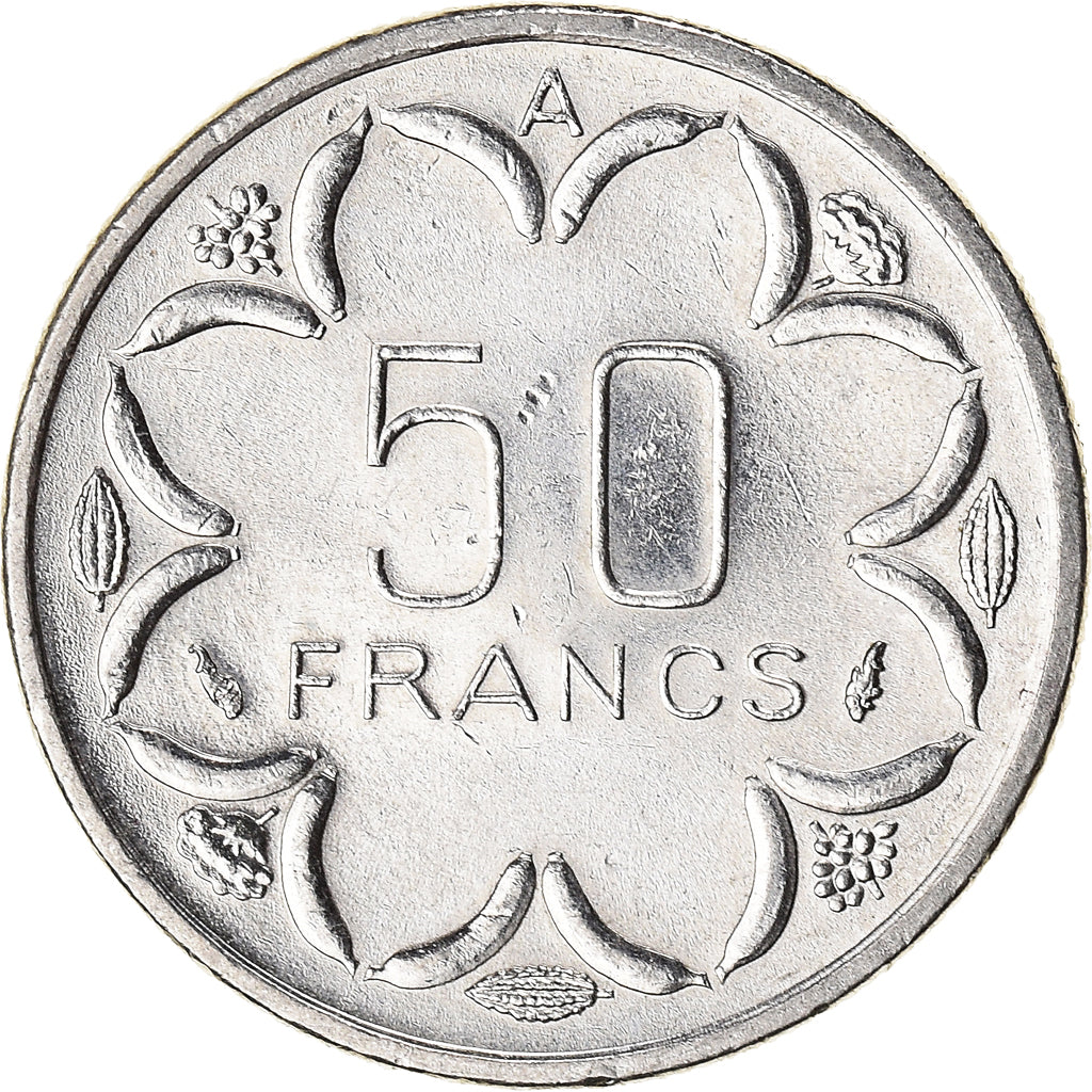 Coin, Central African States, 50 Francs, 1985