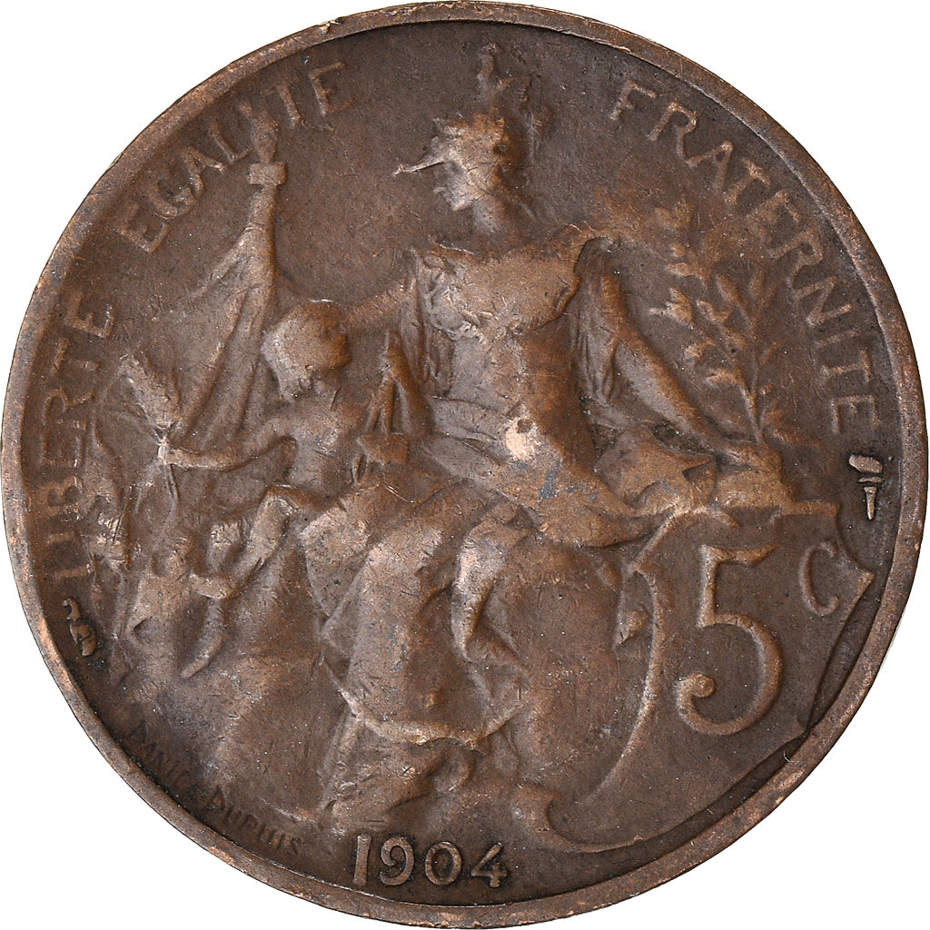 Coin, France, 5 Centimes, 1904
