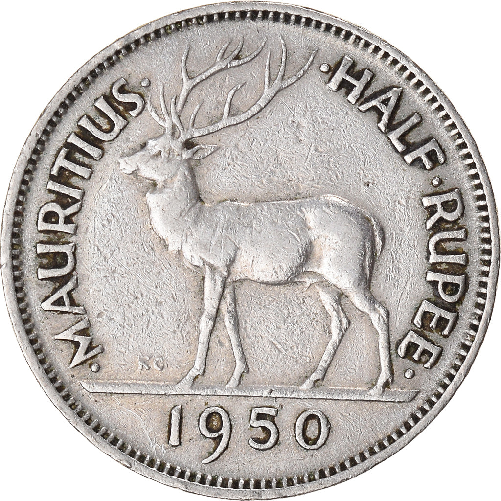 Coin, Mauritius, 1/2 Rupee, 1950