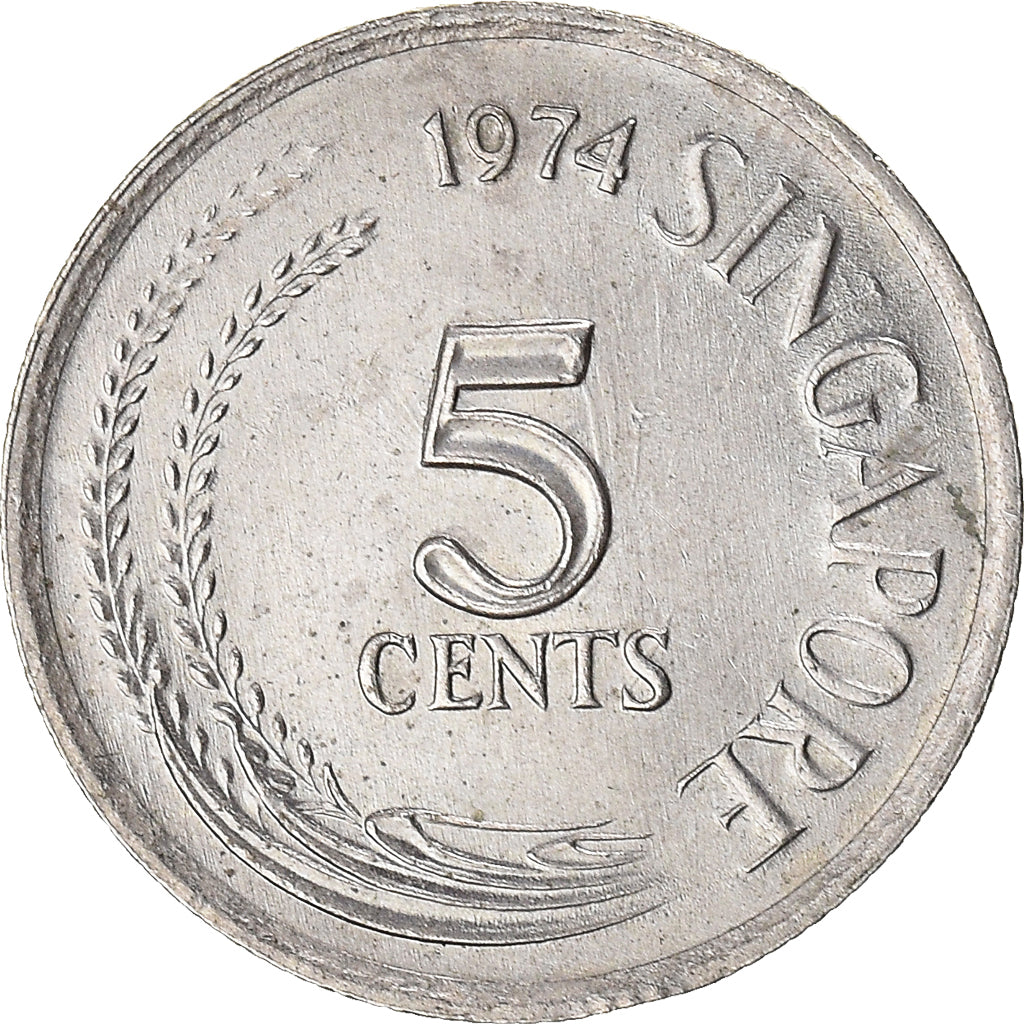 Moeda, Singapura, 5 Cents, 1974