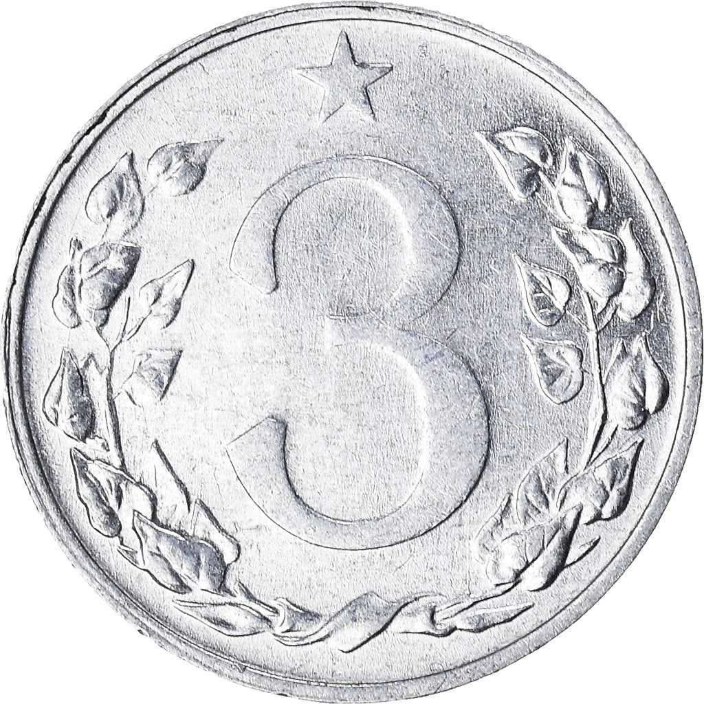 Coin, Czechoslovakia, 3 Halere, 1954