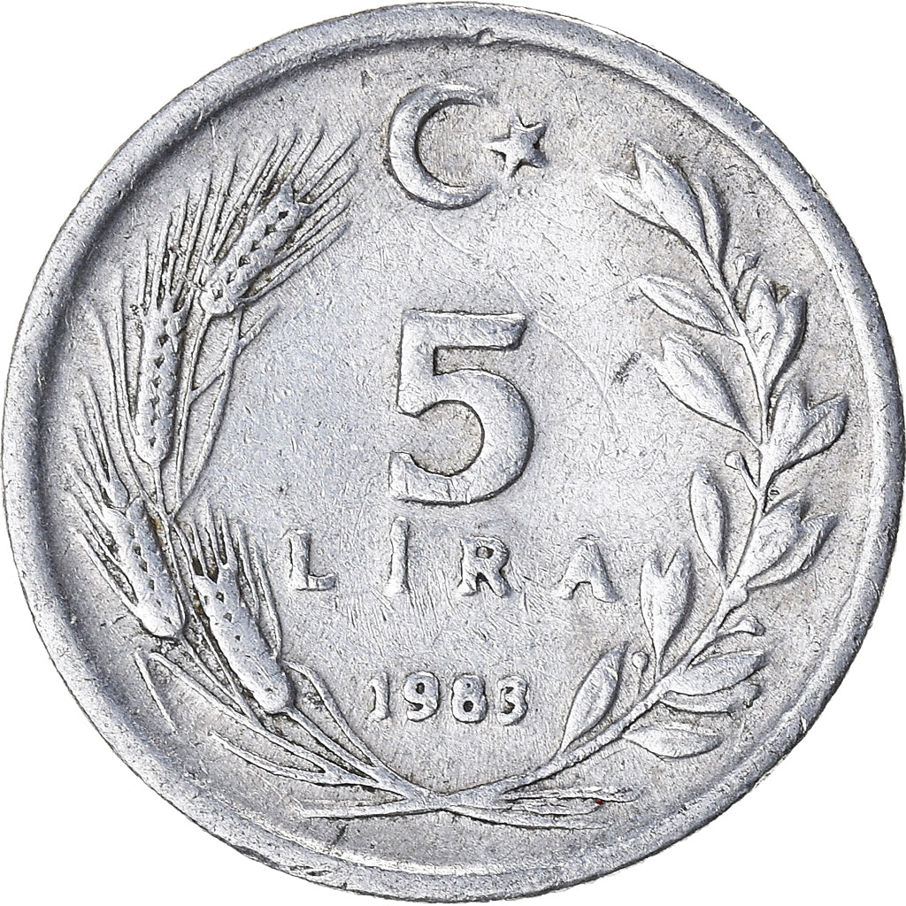 Moeda, Turquia, 5 Lira, 1983