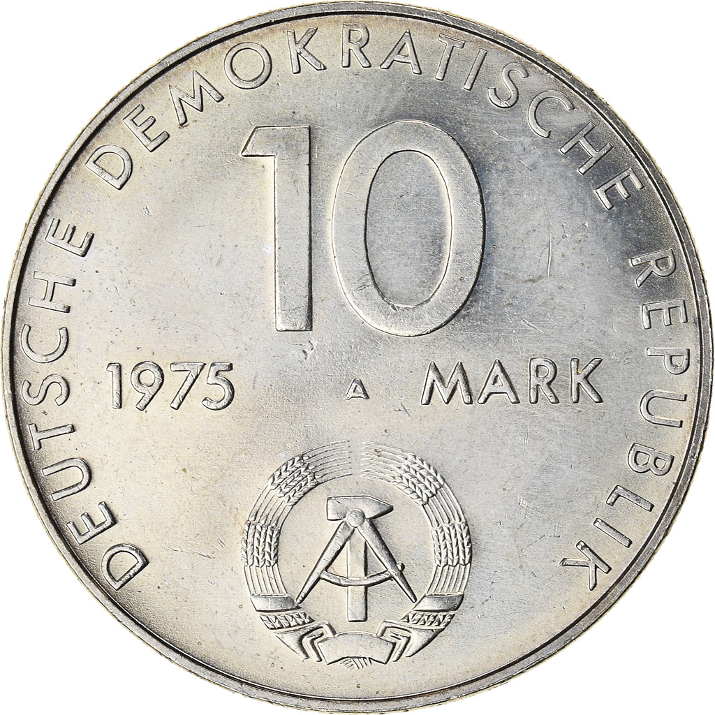 Monnaie, République démocratique allemande, 10 Mark, 1975