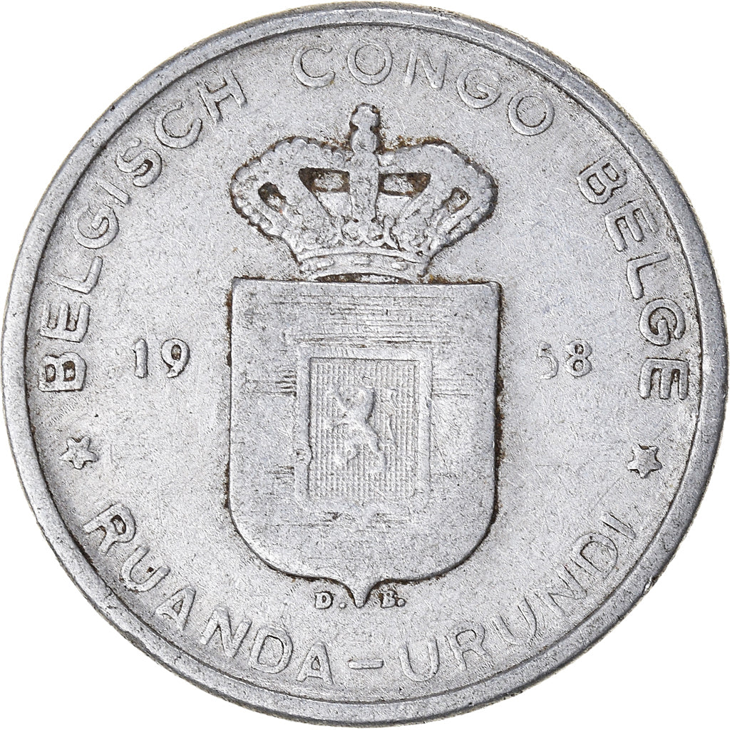 Coin, Belgian Congo, 5 Francs, 1958