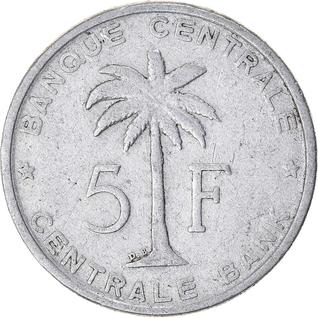 Coin, Belgian Congo, 5 Francs, 1958
