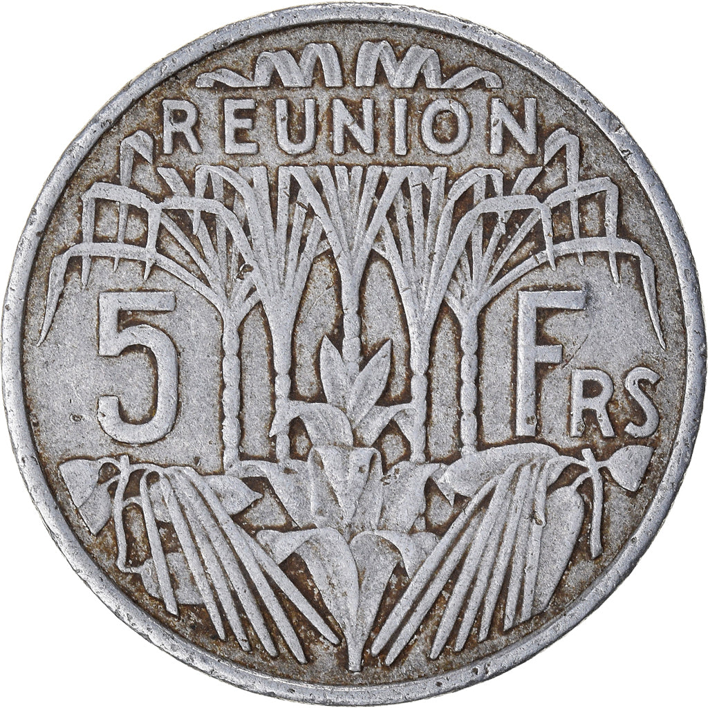 Moeda, Reunião, 5 Francs, 1955