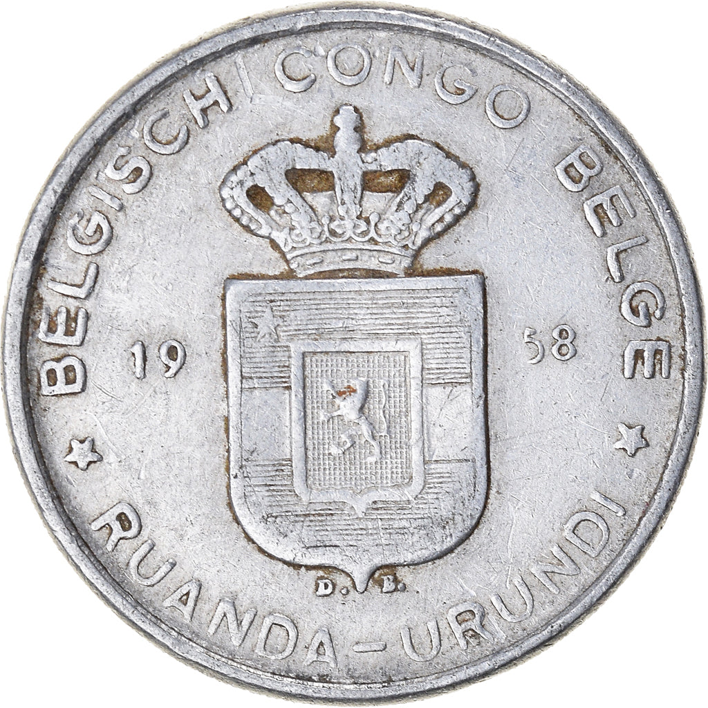 Coin, Belgian Congo, 5 Francs, 1958