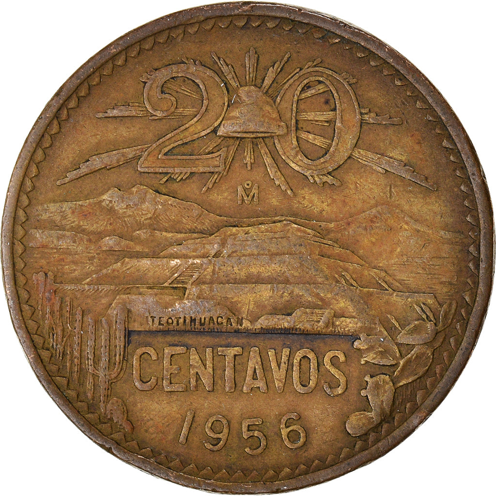Moneta, Messico, 20 Centavos, 1956