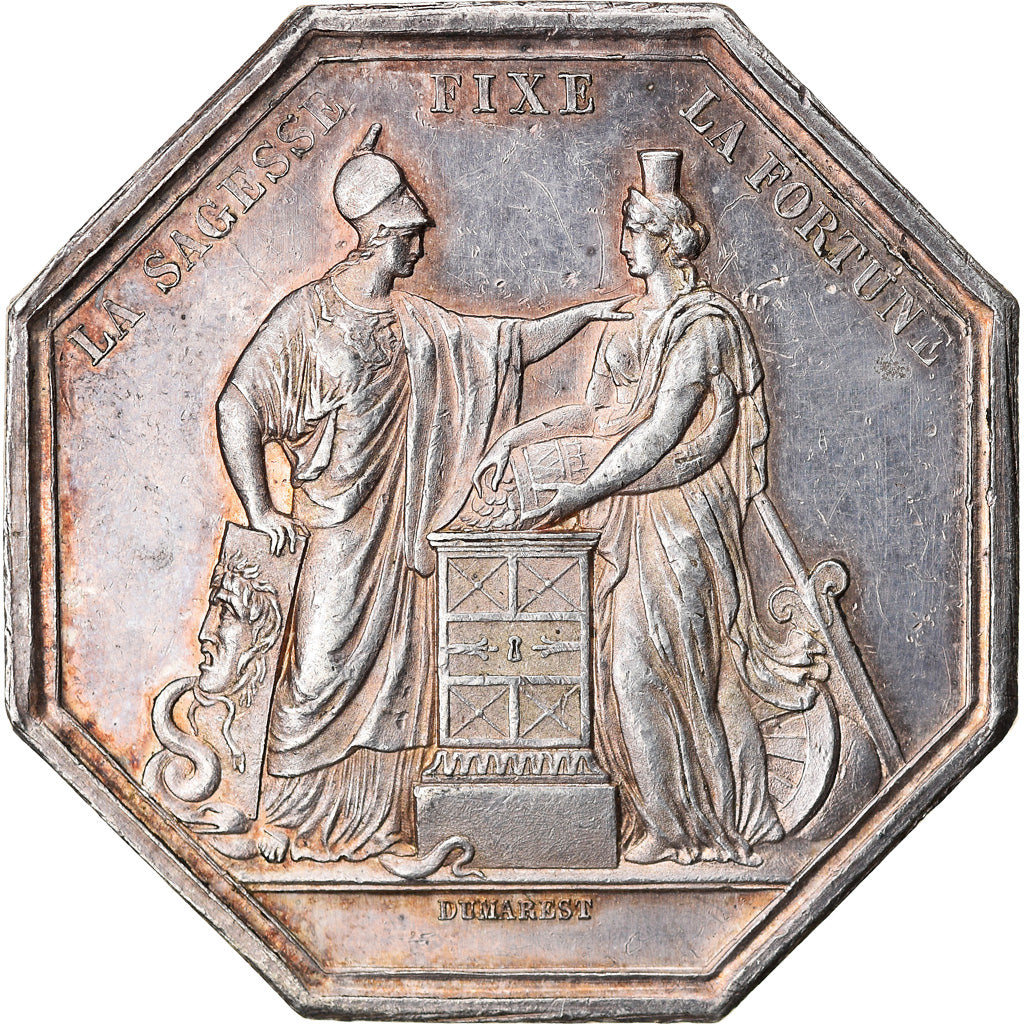Frankrijk, Medaille, Savings Bank, Banque de France, An VIII, Dumarest, ZF+