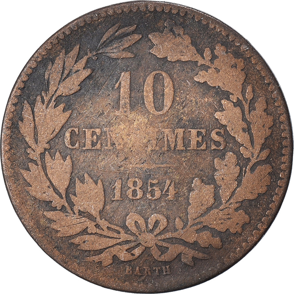 Moeda, Luxemburgo, 10 Centimes, 1854