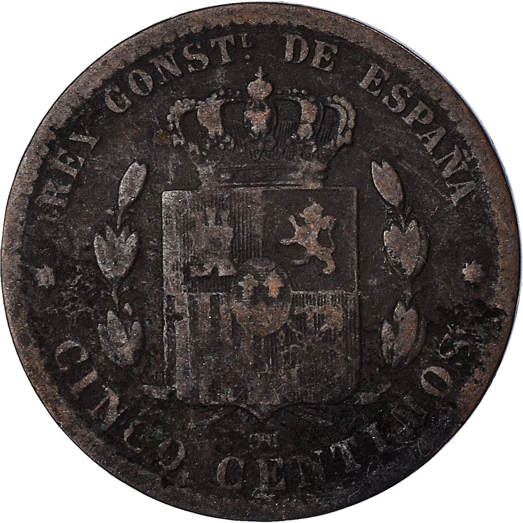 Moneta, Spagna, 5 Centimos, 1879