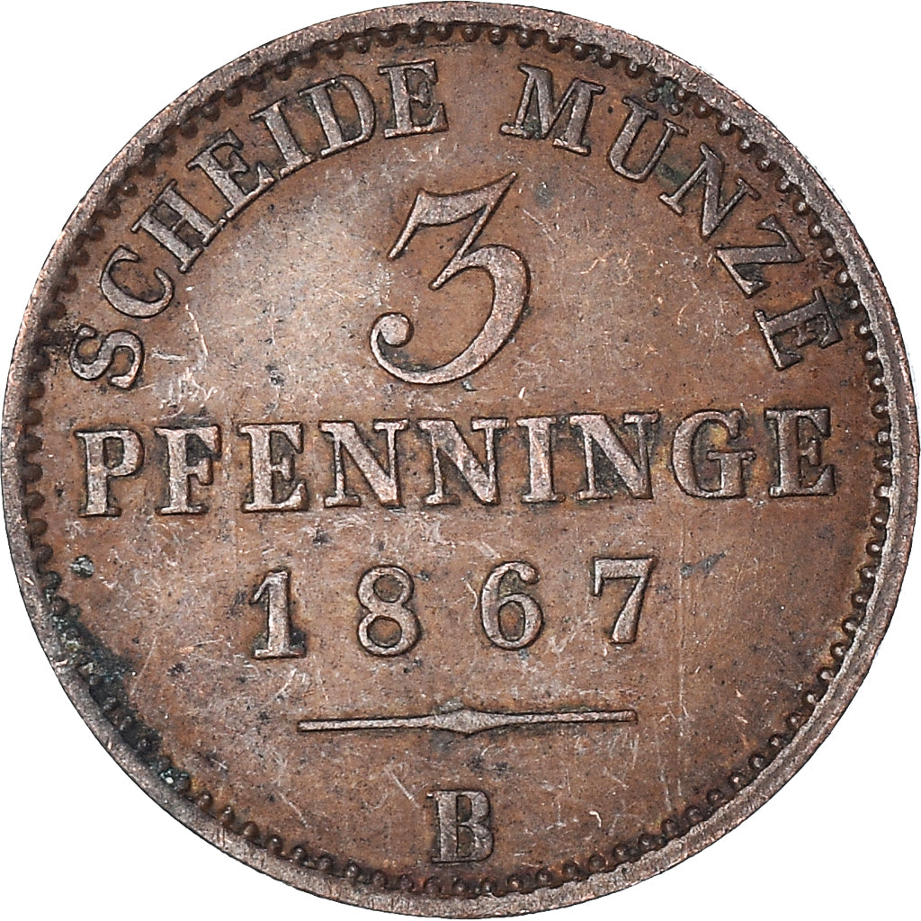 Münze, Deutsch Staaten, 3 Pfenninge, 1867