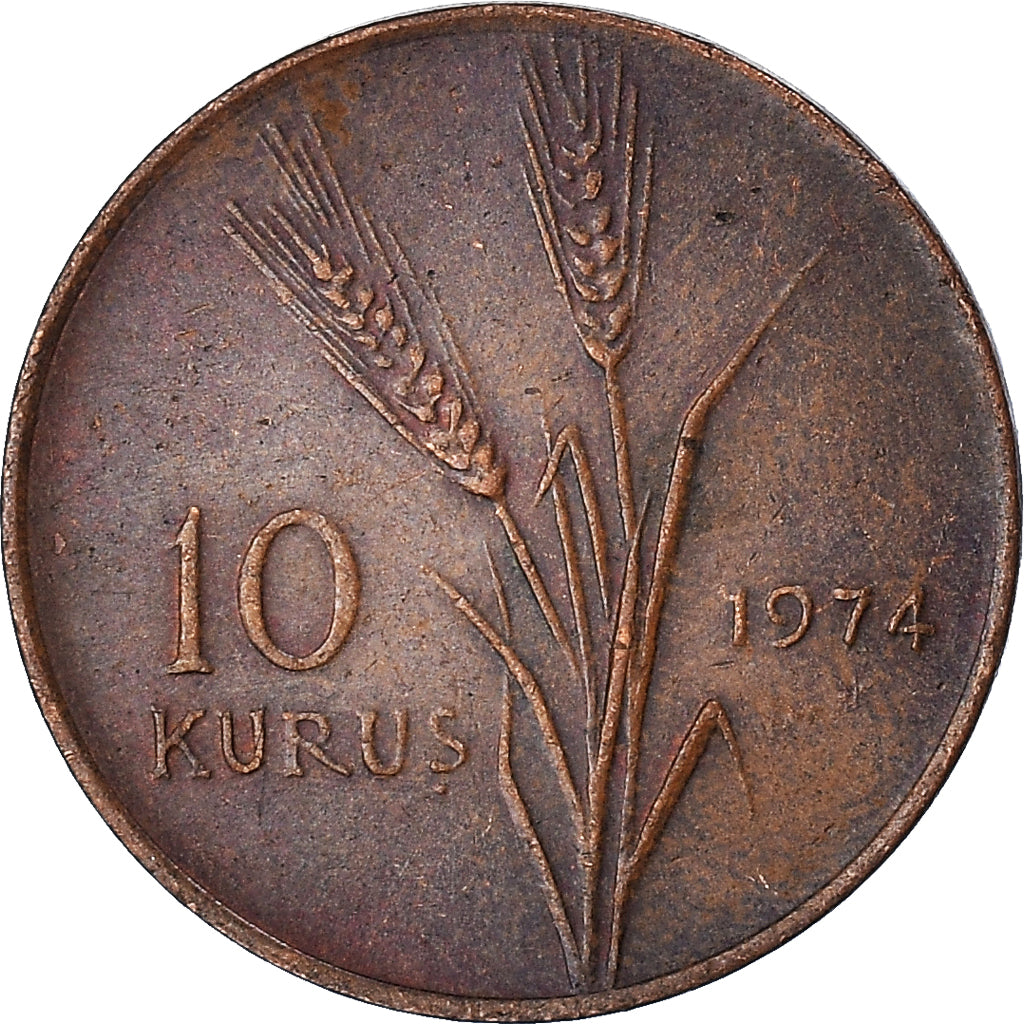 Moneda, Turquía, 10 Kurus, 1974