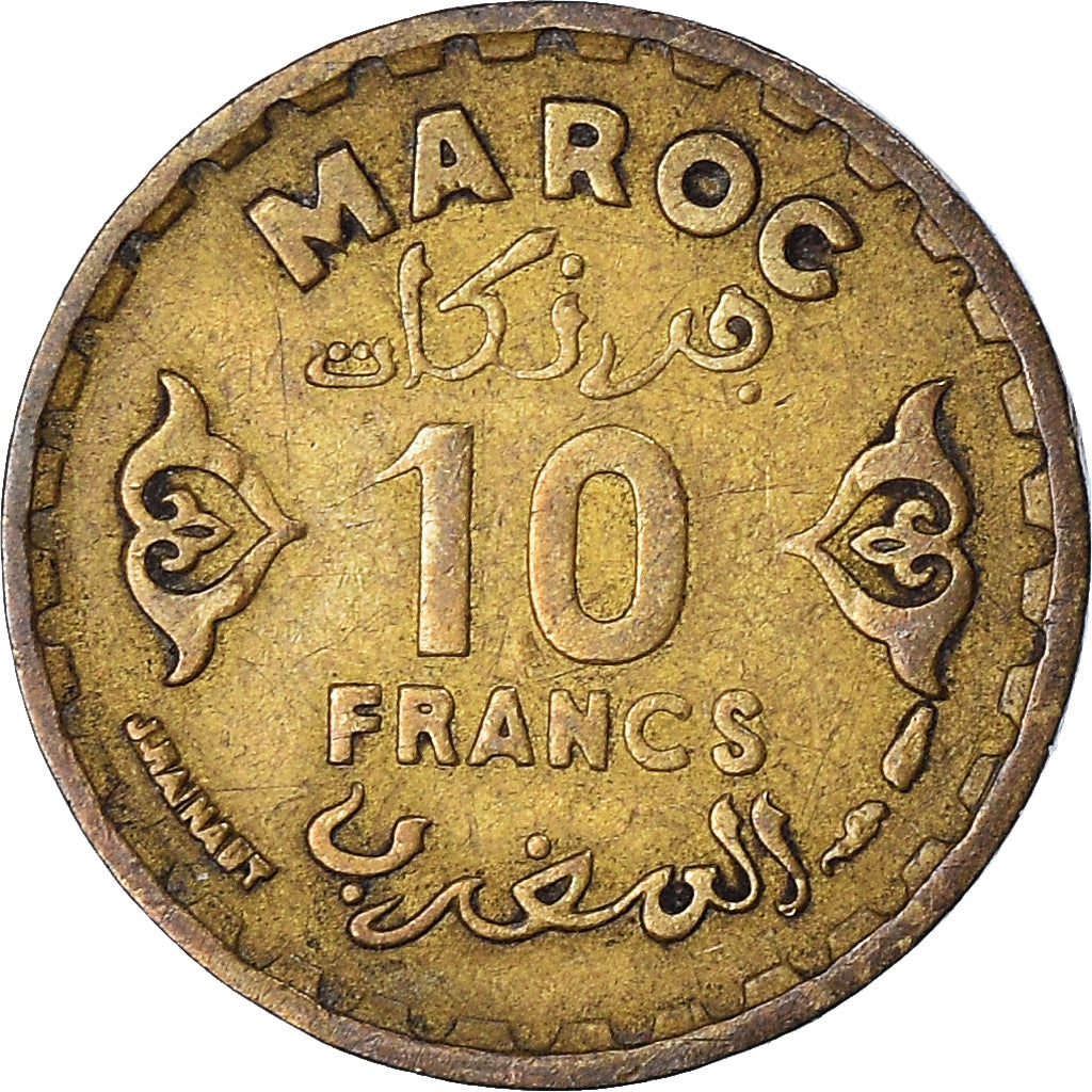 Moeda, Marrocos, 10 Francs, 1371