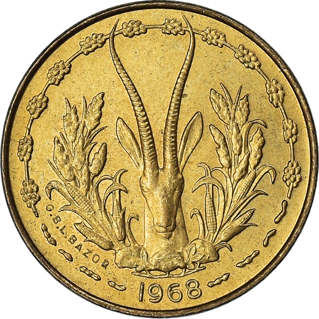 Coin, West African States, 5 Francs, 1968