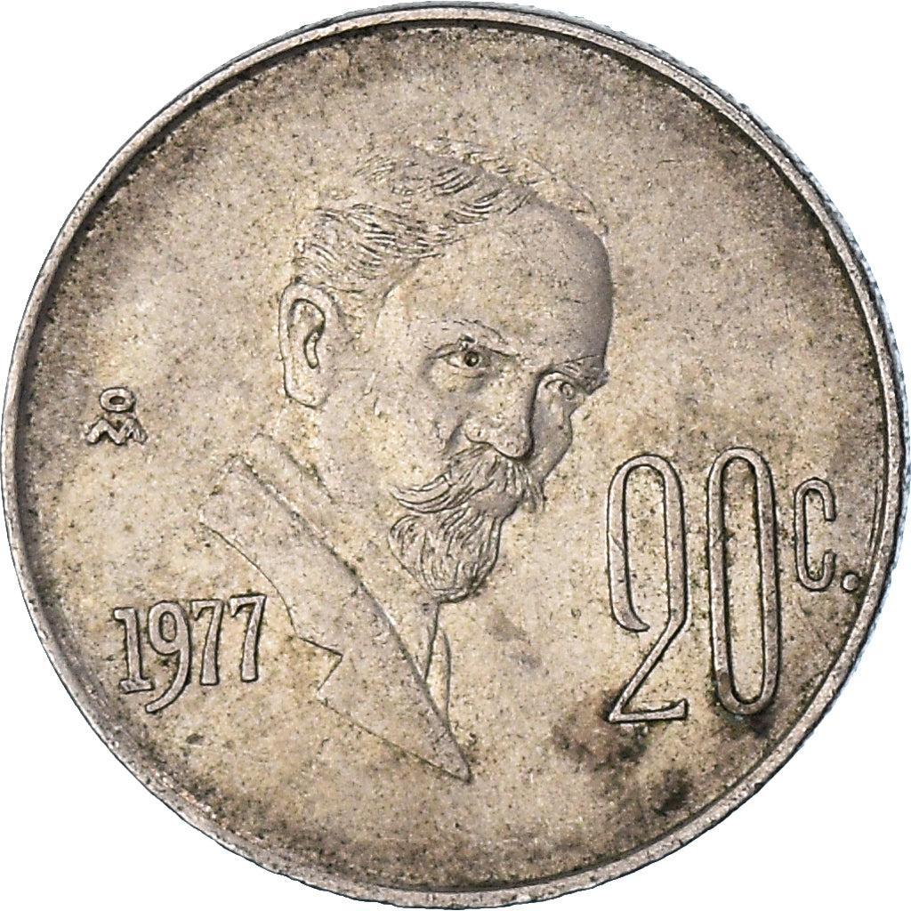 Moneta, Messico, 20 Centavos, 1977